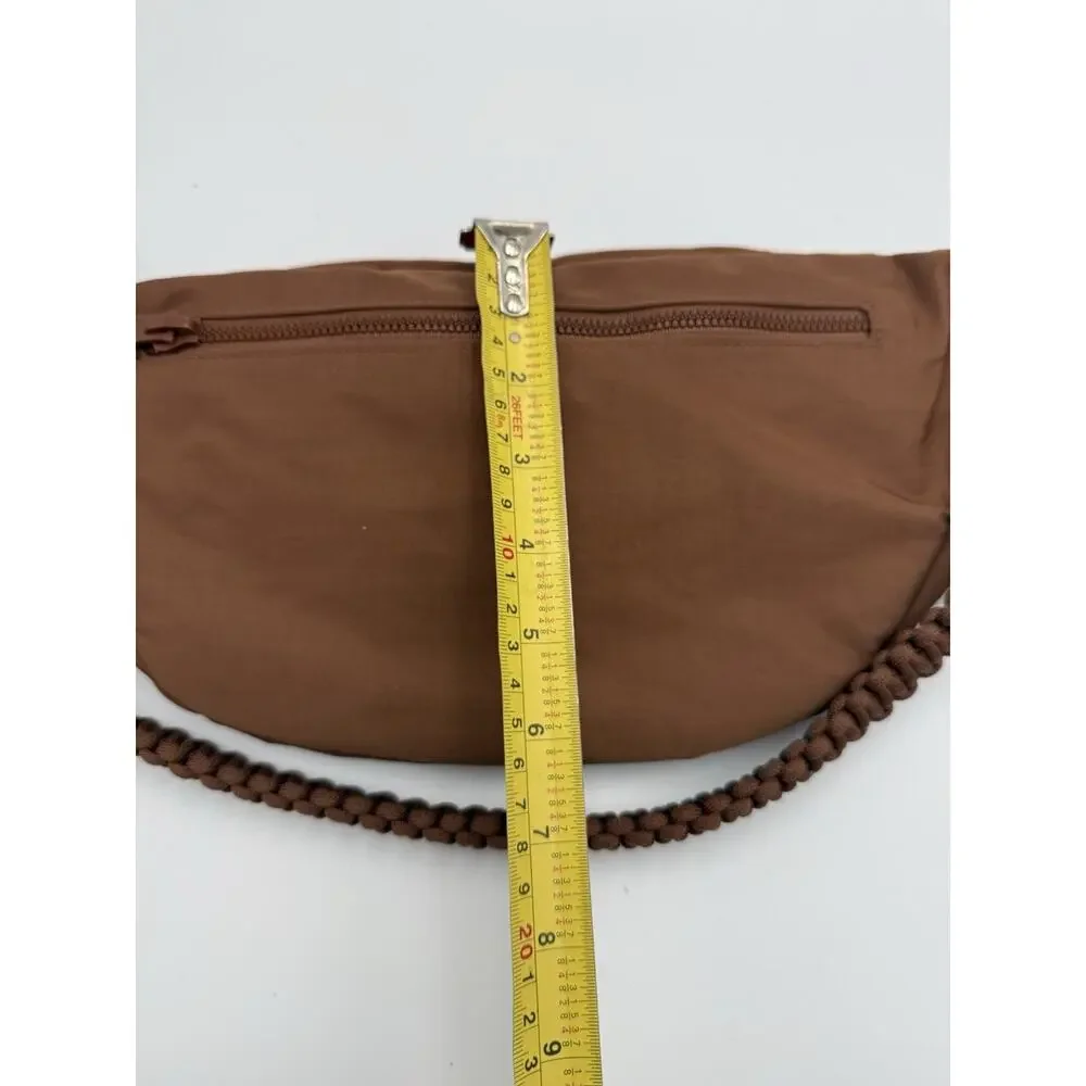 BÉIS Brown Nylon Sport Pack Belt Bag Crossbody Fanny Pack with Braided Rope